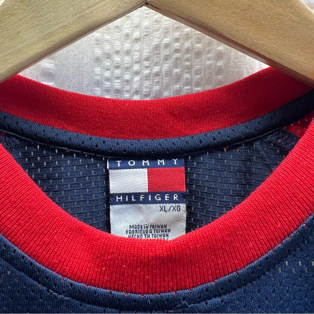 Tommy Hilfiger Men's Muscle Tank Shirt X-LARGE Red & Navy Y2K Vintage - Picture 3 of 8